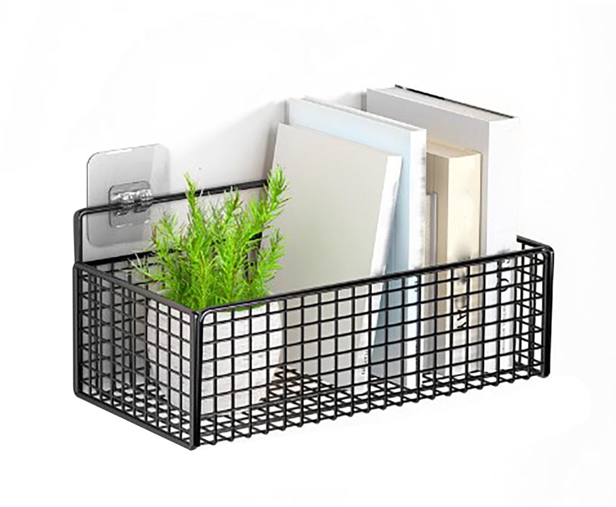 Omgoods- Wandmand Robuust - Zwarte Wandopbergmand - Multifunctioneel - Ruimtebesparend - Organiser - Koolstofstaal - Opbergmand