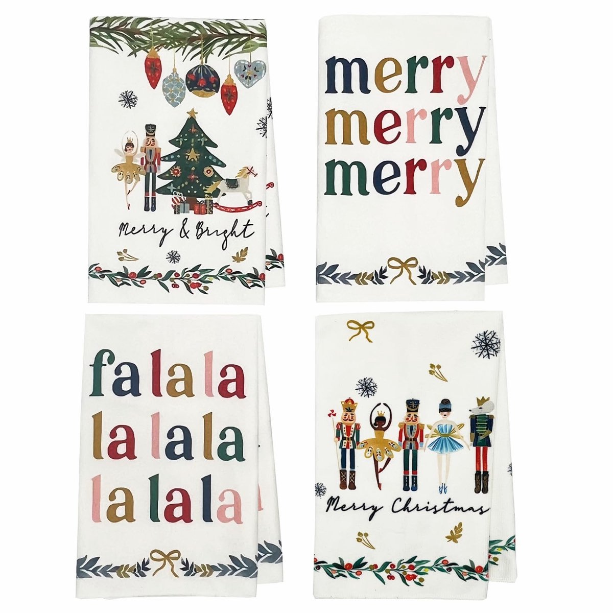 Omgoods - Theedoeken Kerst Keukendoeken - Microvezeldoeken voor Keuken 40x60cm (4 stuks, Roze)
