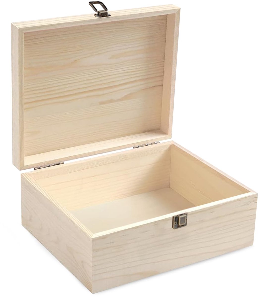 Omgoods - Houten Opbergdoos met Vouwdeksel en Voorclosure