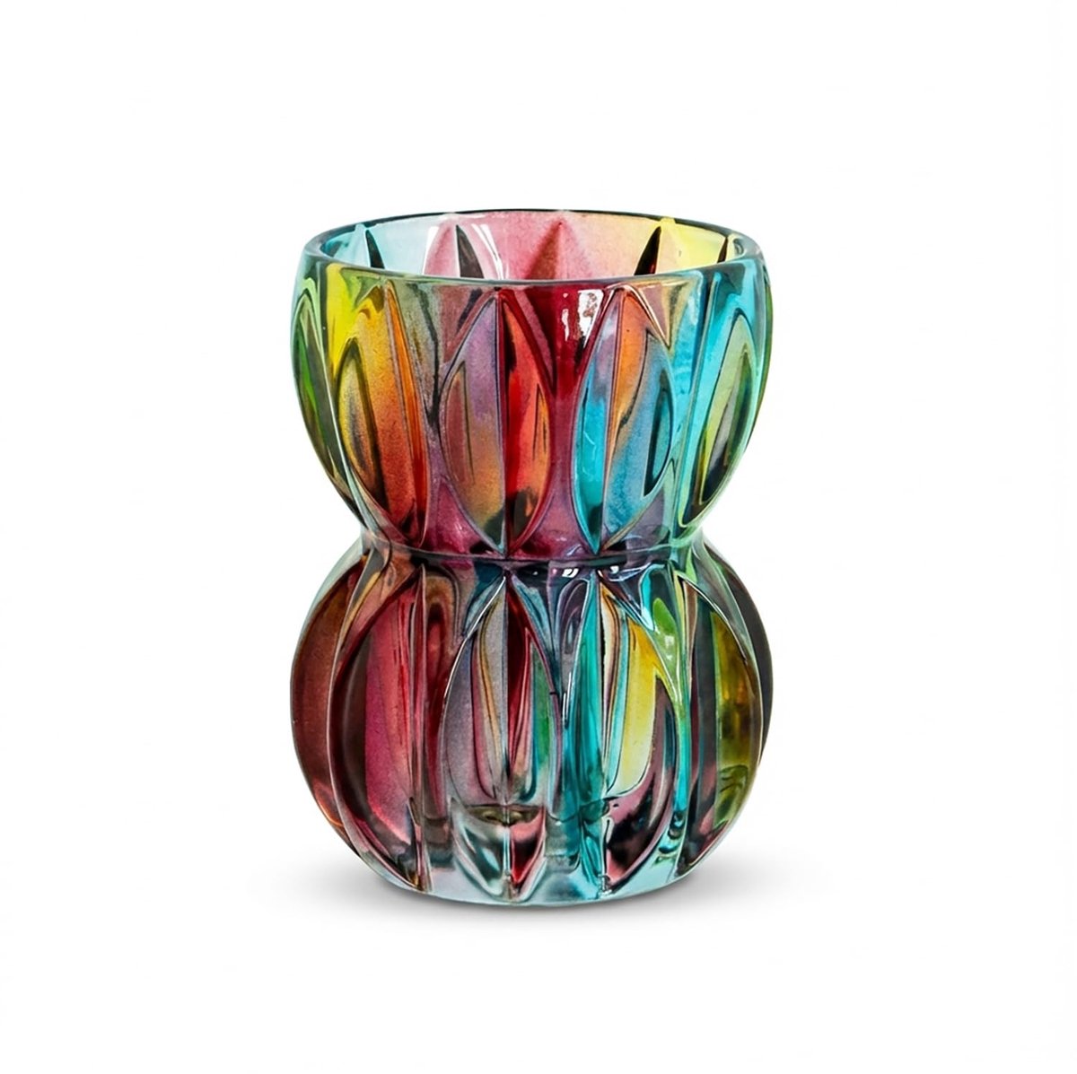 Omgoods - Kleurvolle Glazen Vaasje 17.5 cm Hoog voor Bloemen