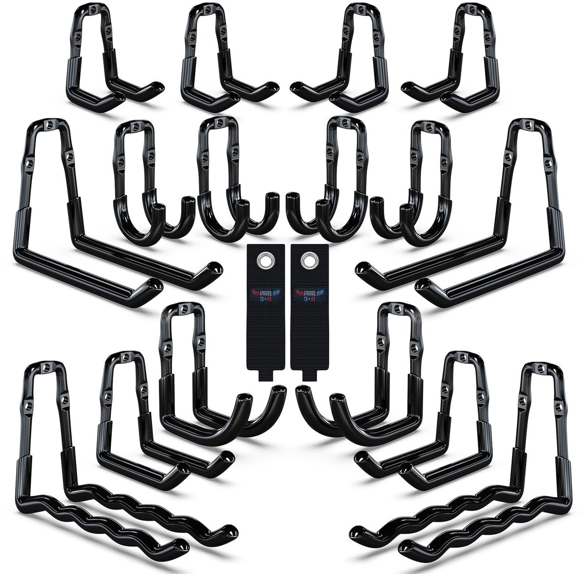 Omgoods - 18-delige Garage Hooks Set - Zware Stalen Haak voor Tuingereedschap en Meer