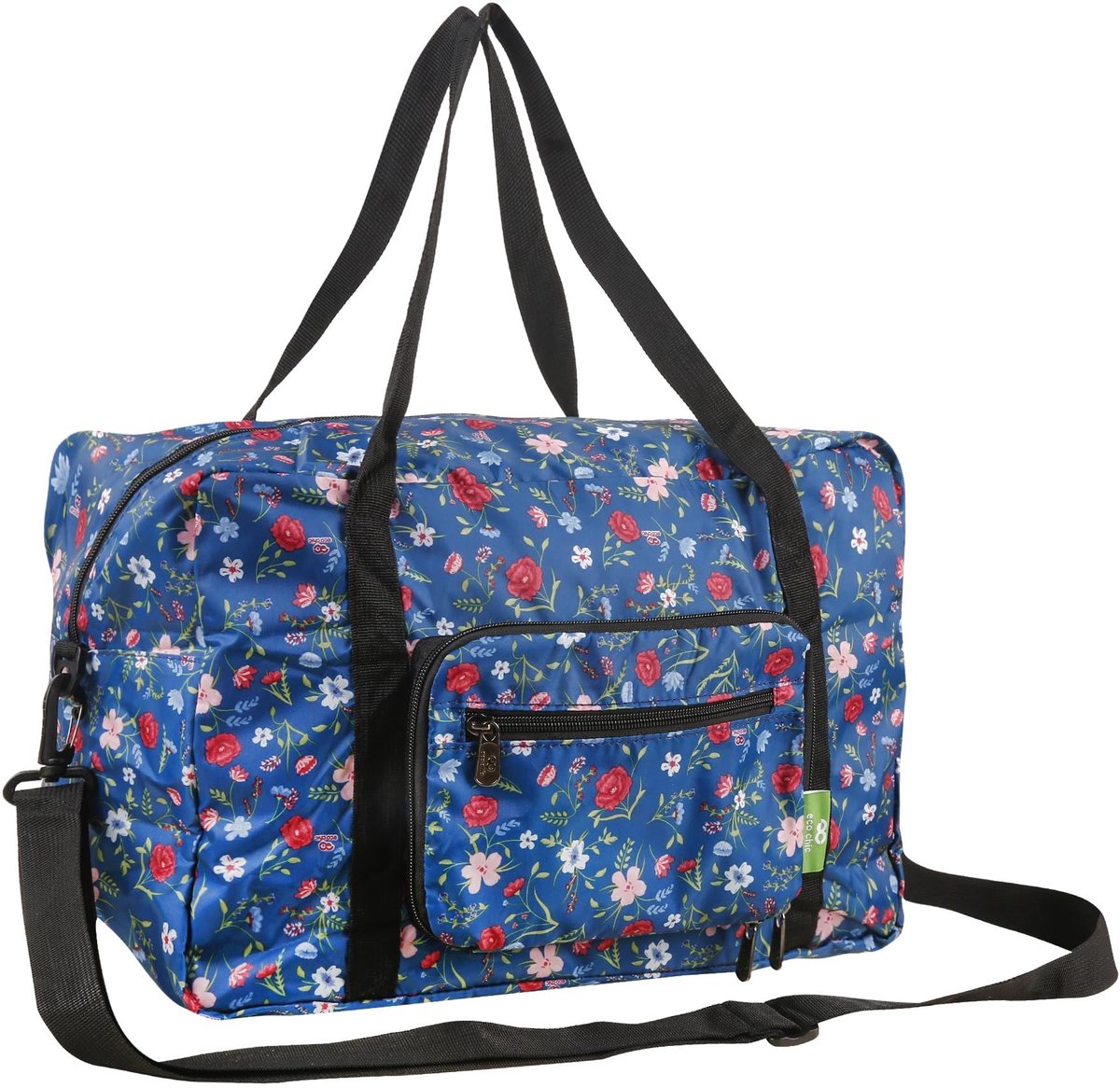 Omgoods - Recycled Cabin Holdall Bag - Lichtgewicht Waterdichte Reis Duffle, Bloemen Navy