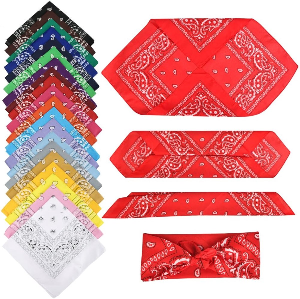 Omgoods - Set van 20 Multicolour Bandana's, Multifunctionele Sjaals