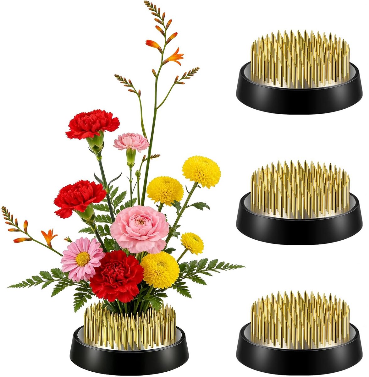 Omgoods - Set van 3 Bloemenvroggen met Antislip Rubber Basis 50mm