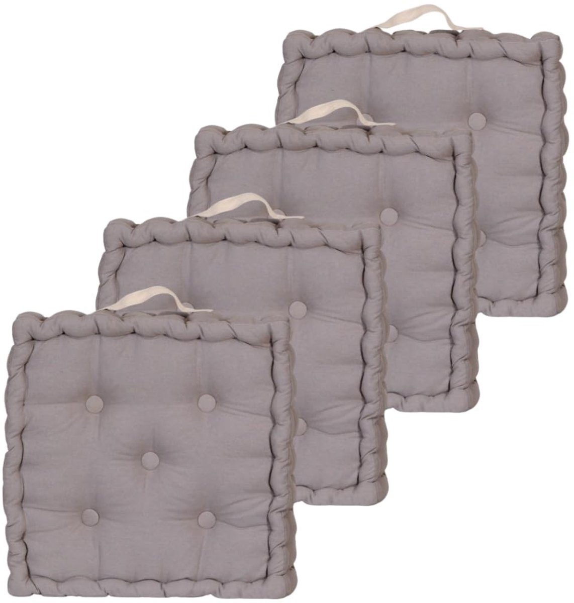 Omgoods - Set van 4 Vloerkussens 40 x 40 cm Grijs