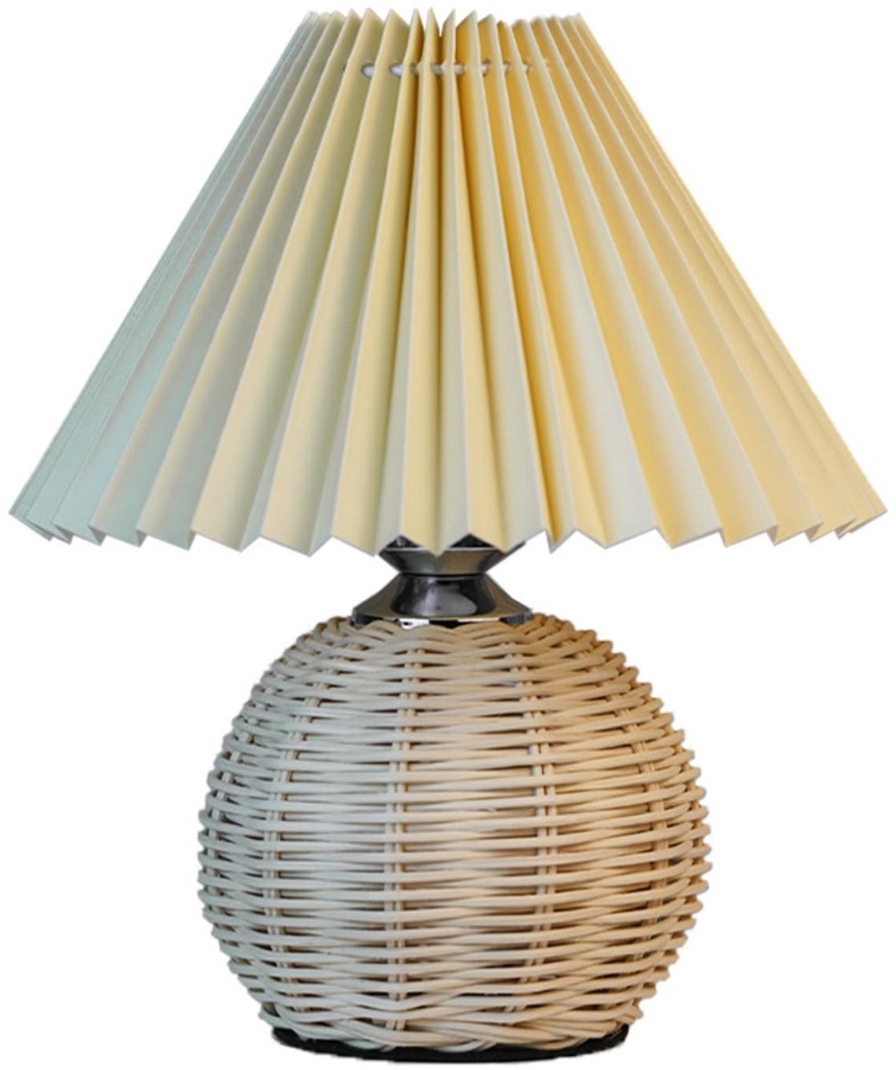 Omgoods - Vintage Rieten Lamp - Nordic Mini Tafellamp voor Slaapkamer en Woonkamer