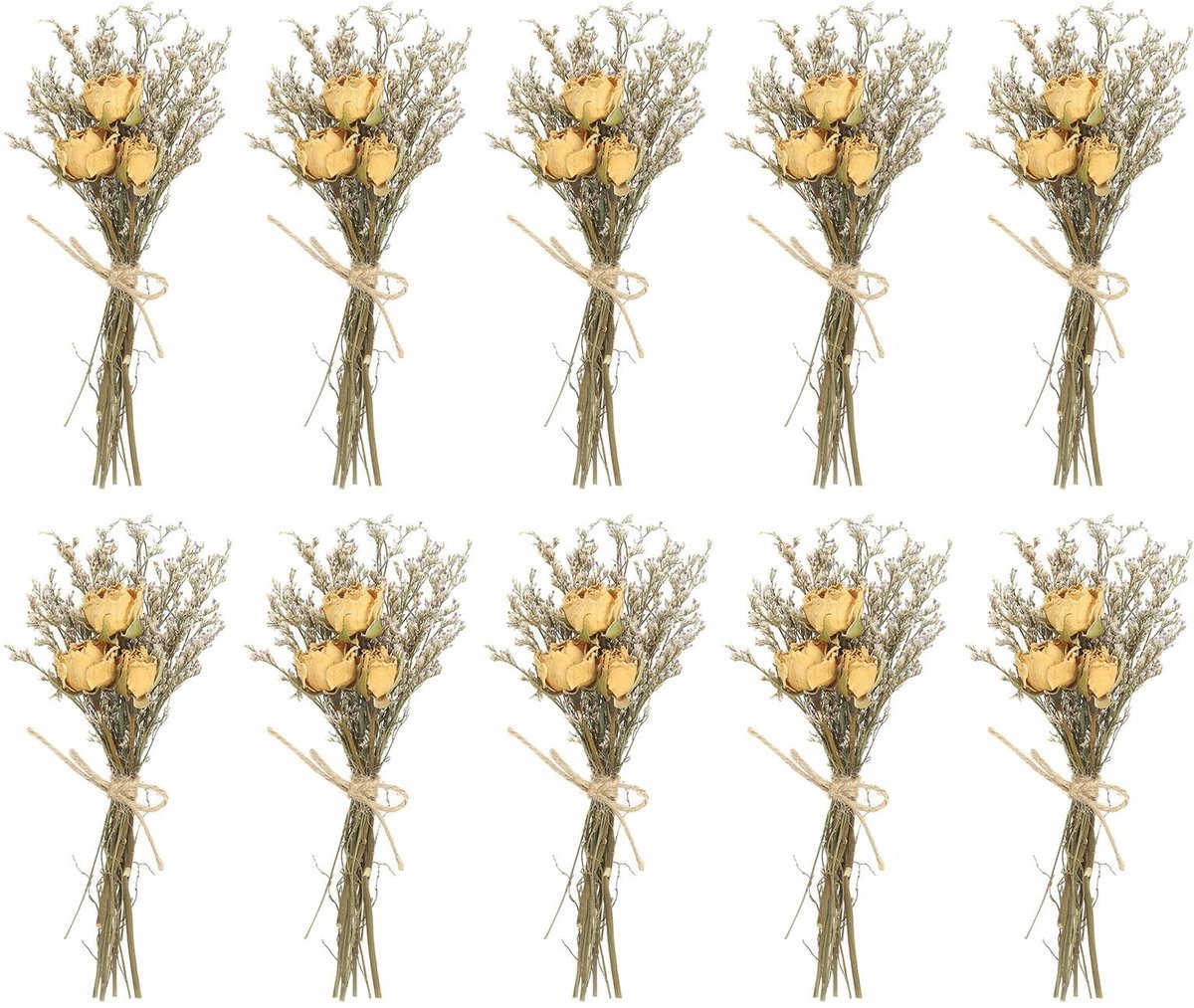 Omgoods - Mini Boeket Gedroogde Bloemen 10 Stuks voor Decoratie