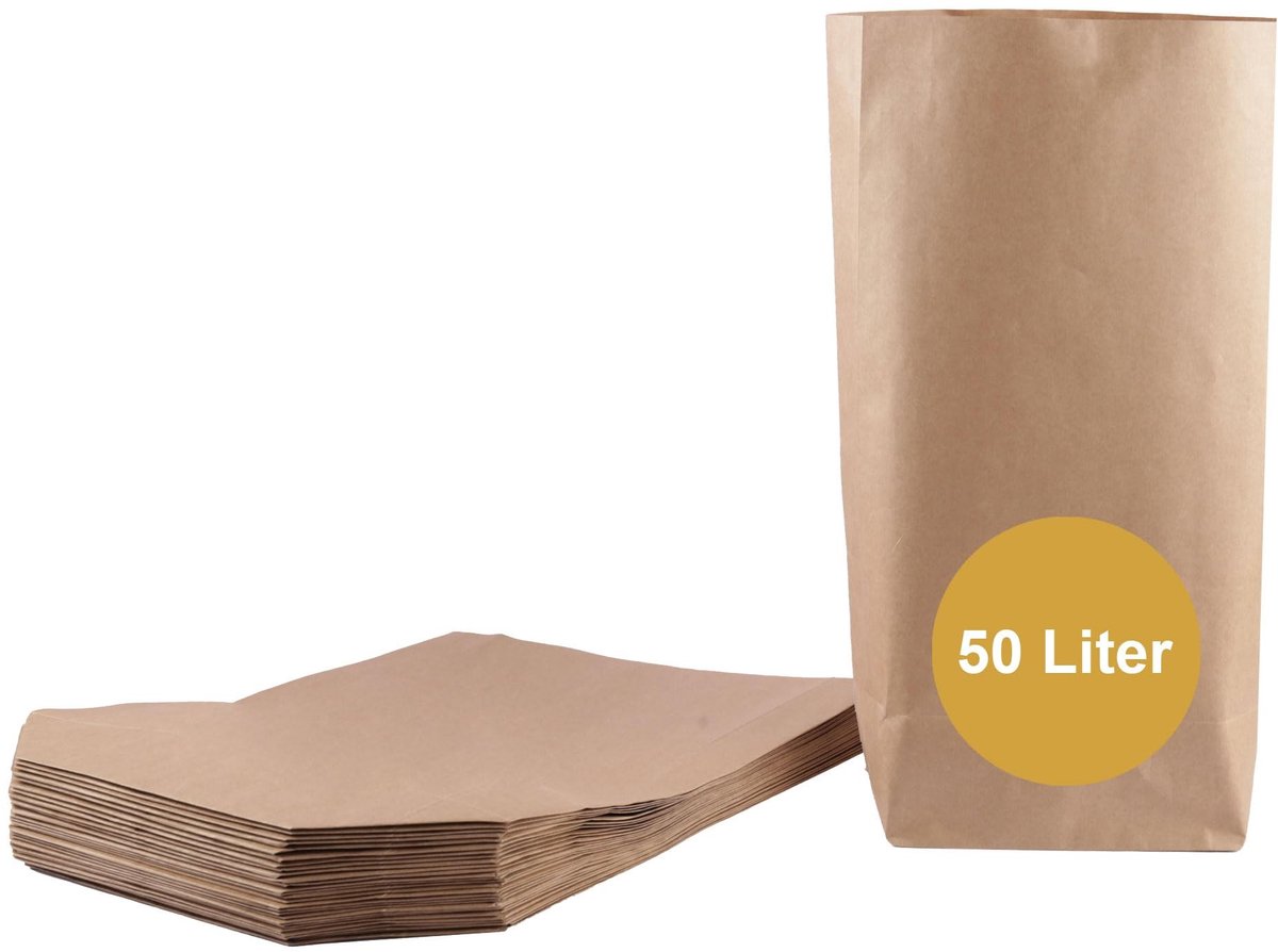 Omgoods - Set van 30 Biologisch Afbreekbare Papieren Afvalzakken 50 L