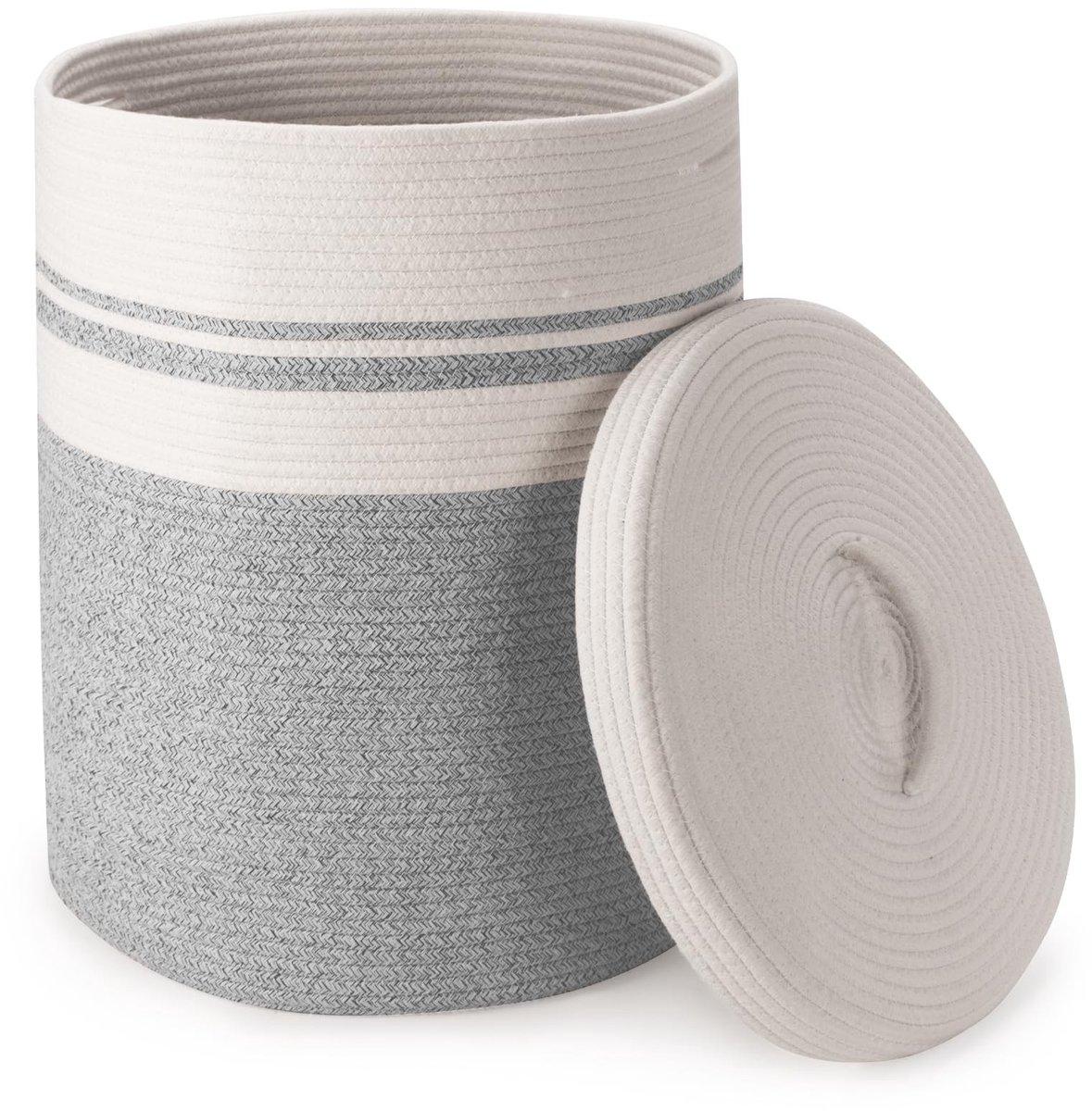 Omgoods - Grote Vezel Geweven Wasmand met Deksel 58L