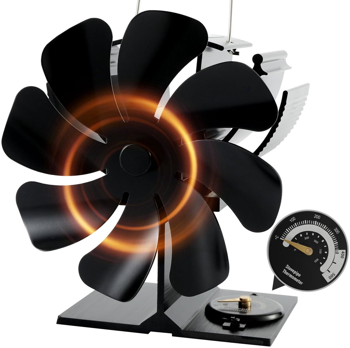 Omgoods - Warmte Aangedreven Houtkachel Ventilator met Thermometer