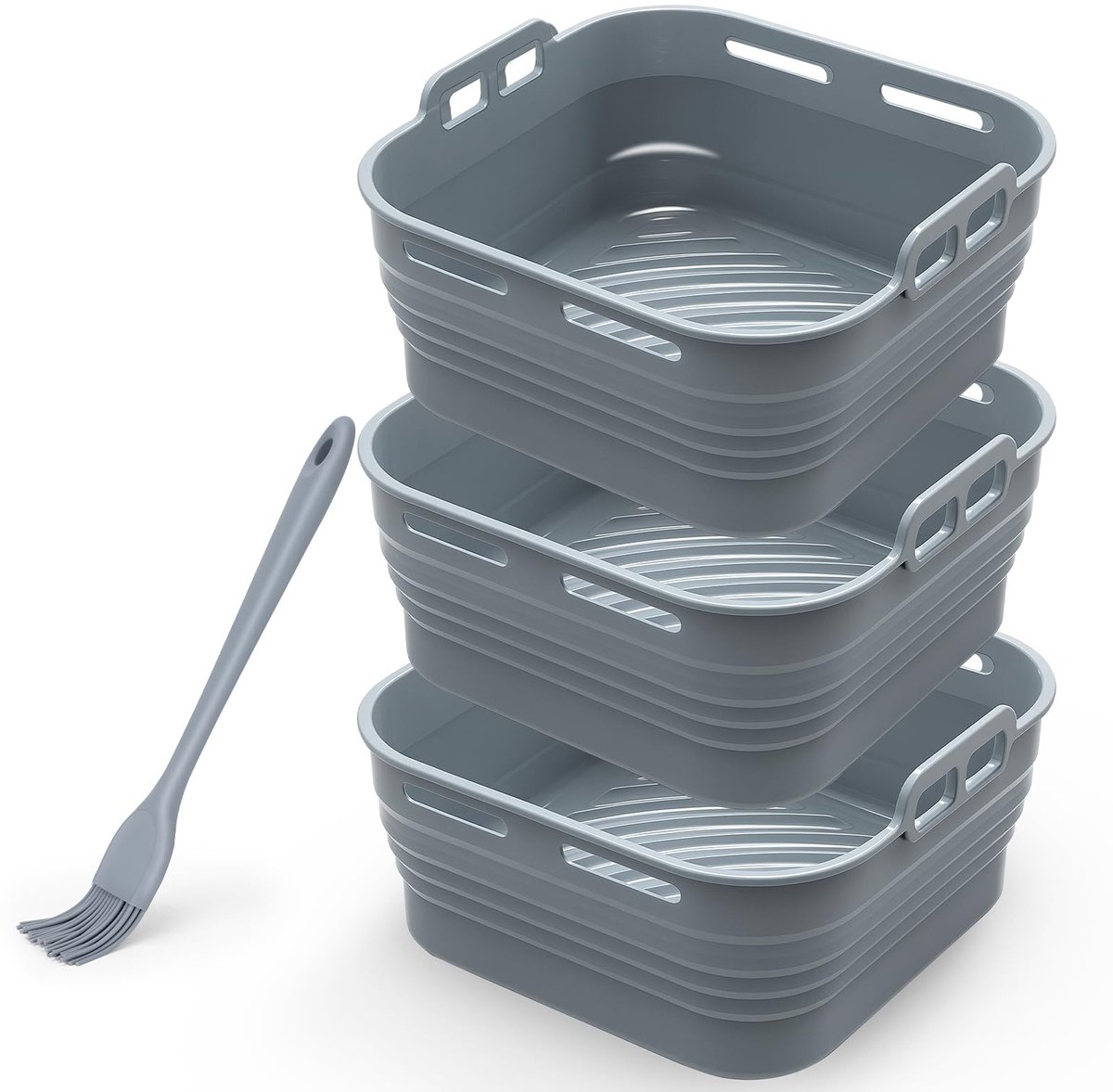 Omgoods - Silicone Airfryer Bakvorm met Oliekwast, 3 Stuks