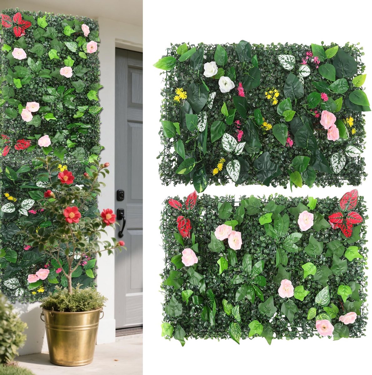 Omgoods - Set van 2 Kunstplanten voor Wanddecoratie 60 x 40 cm