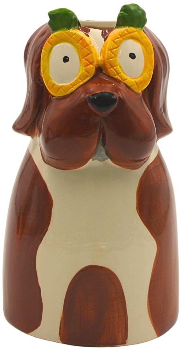 Omgoods - Decoratieve Vaasje in Hondvorm met Zonnebril 20 cm