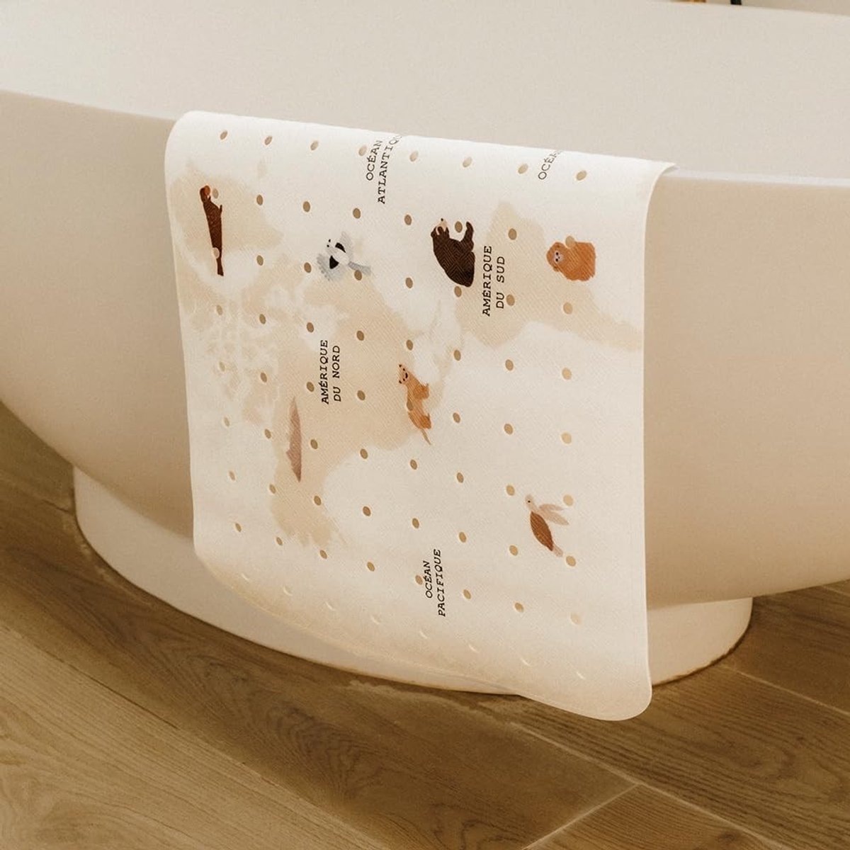 Omgoods - XL Antislip Badmat met Wereldkaart voor Kinderen
