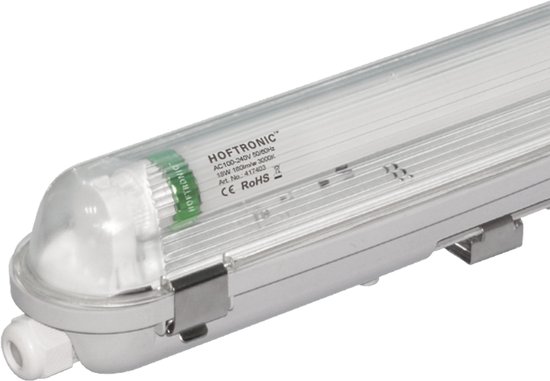 HOFTRONIC - LED TL armatuur 60cm - Waterdicht - Flikkervrij - Koppelbaar - 9 Watt - TL armatuur voor werkplaatsen, garages, bedrijfshallen en magazijnen