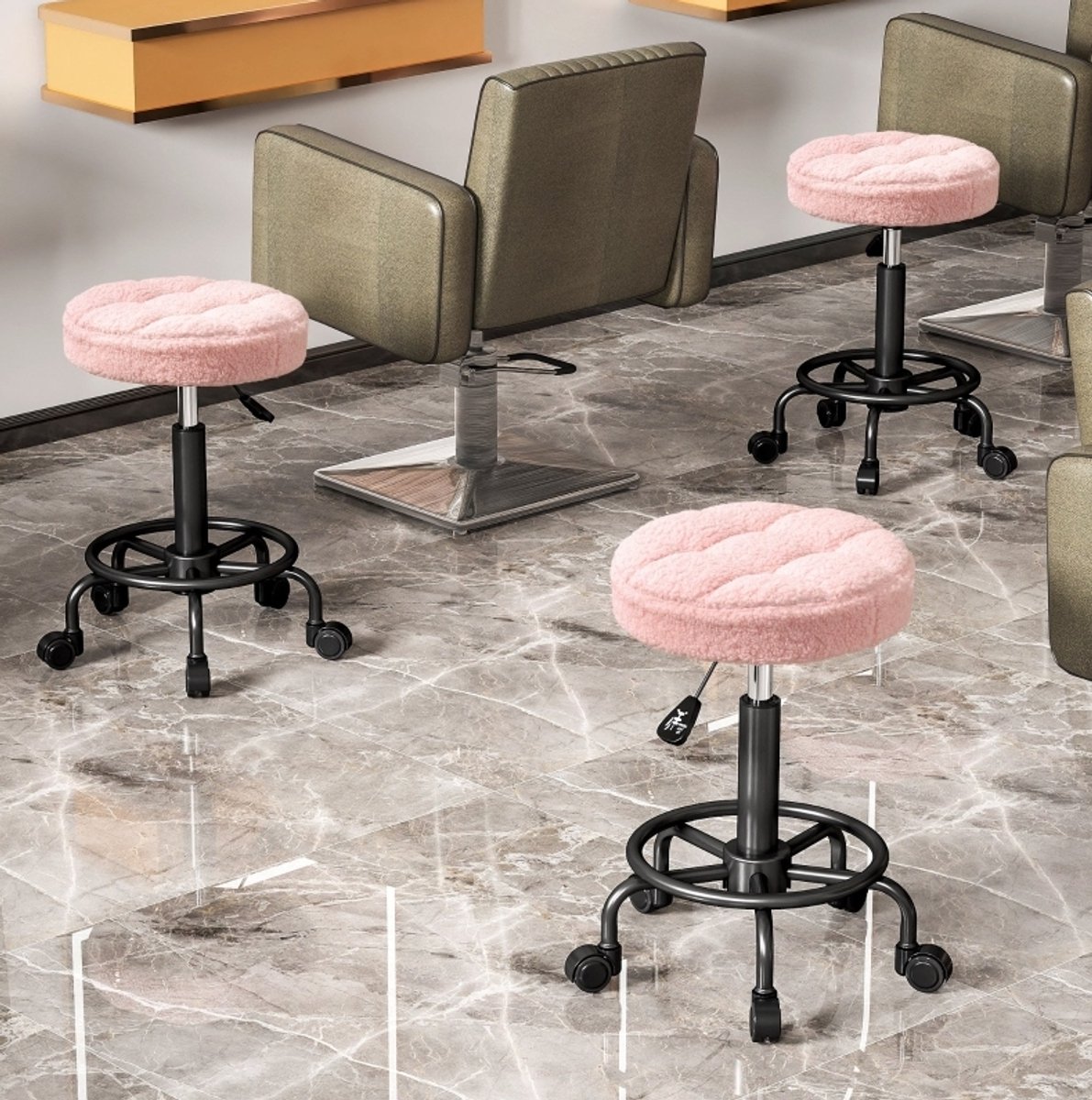 COVREO Bureaukruk 50-66 cm pink, stof met wielen en 360° draaibaar