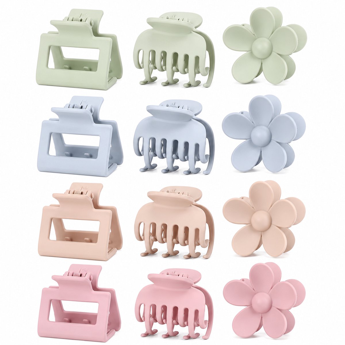 Vavida - Set 12 Haarklemmen - Pasteltinten - 4 cm - Anti-slip