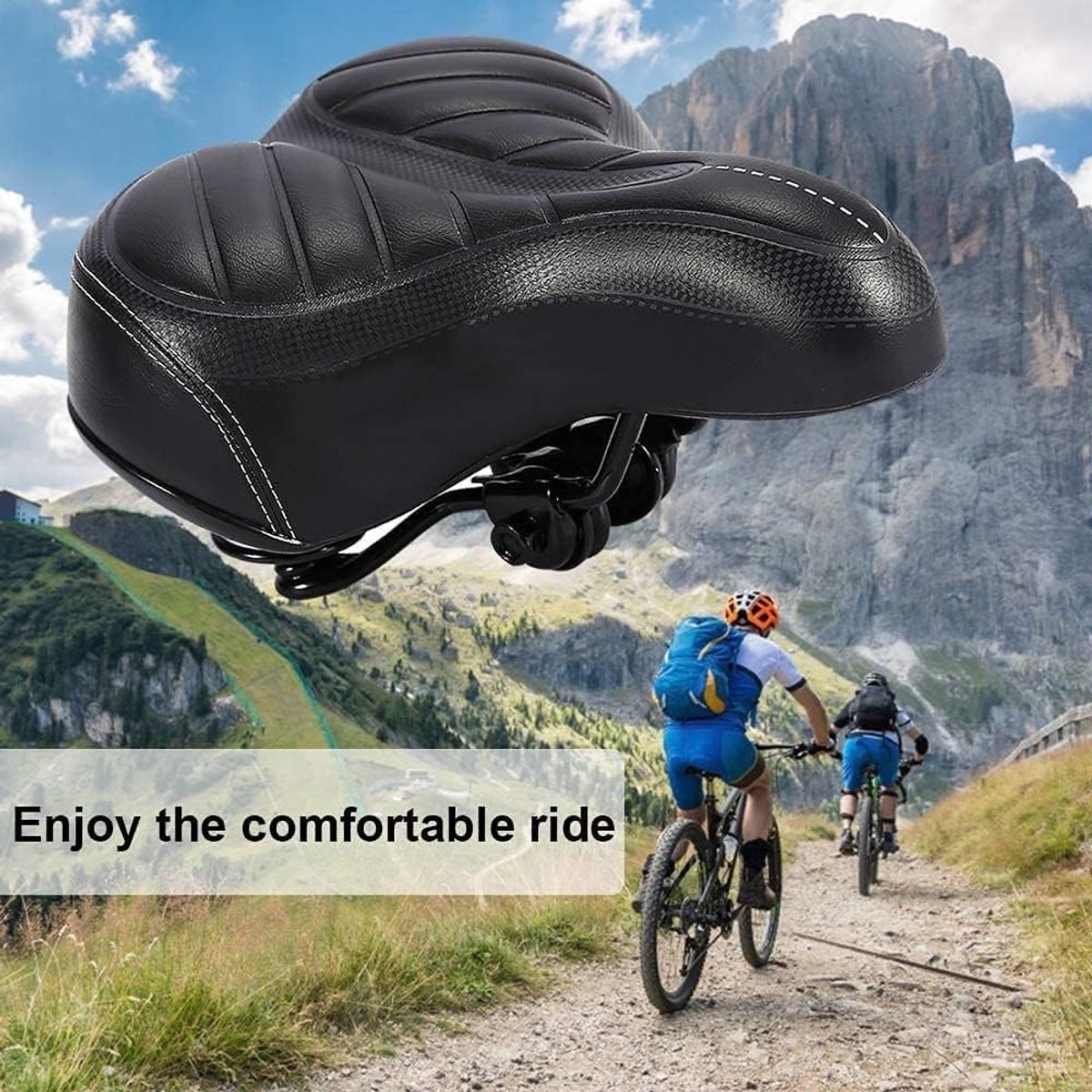Zachte en Dikke Fiets Zadels voor Stads- en Mountainbikes - Comfortabele Zitting in Mat Zwart