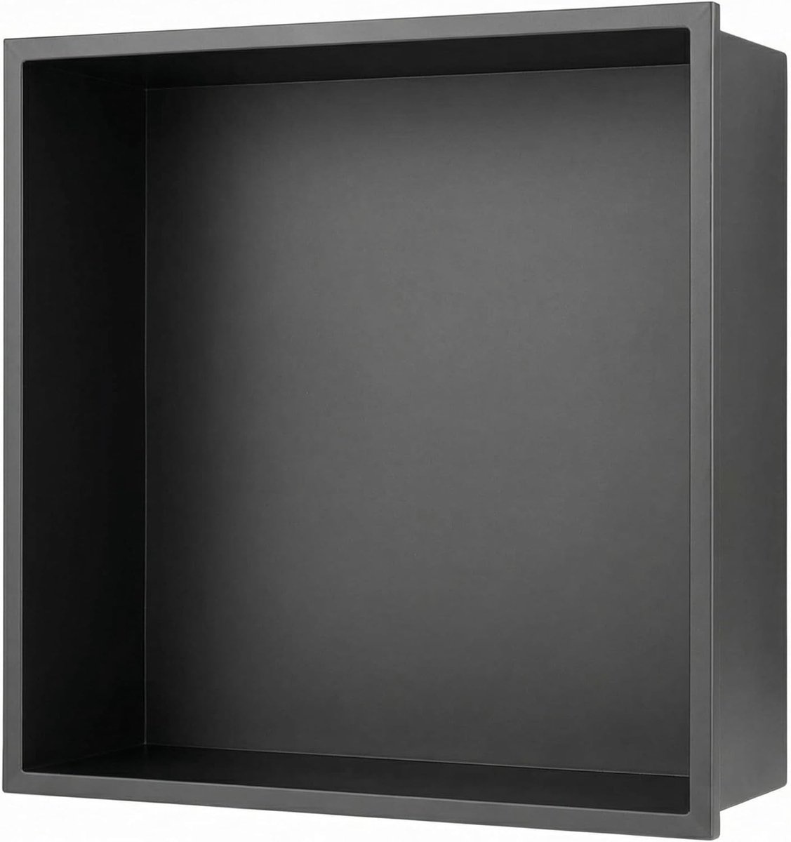 Wandniche voor Badkamer in RVS met Enkel Plankje voor Zeep en Toiletartikelen, Mat Zwart, 30x30x12.5cm, Ruimtebesparend en Modern Design