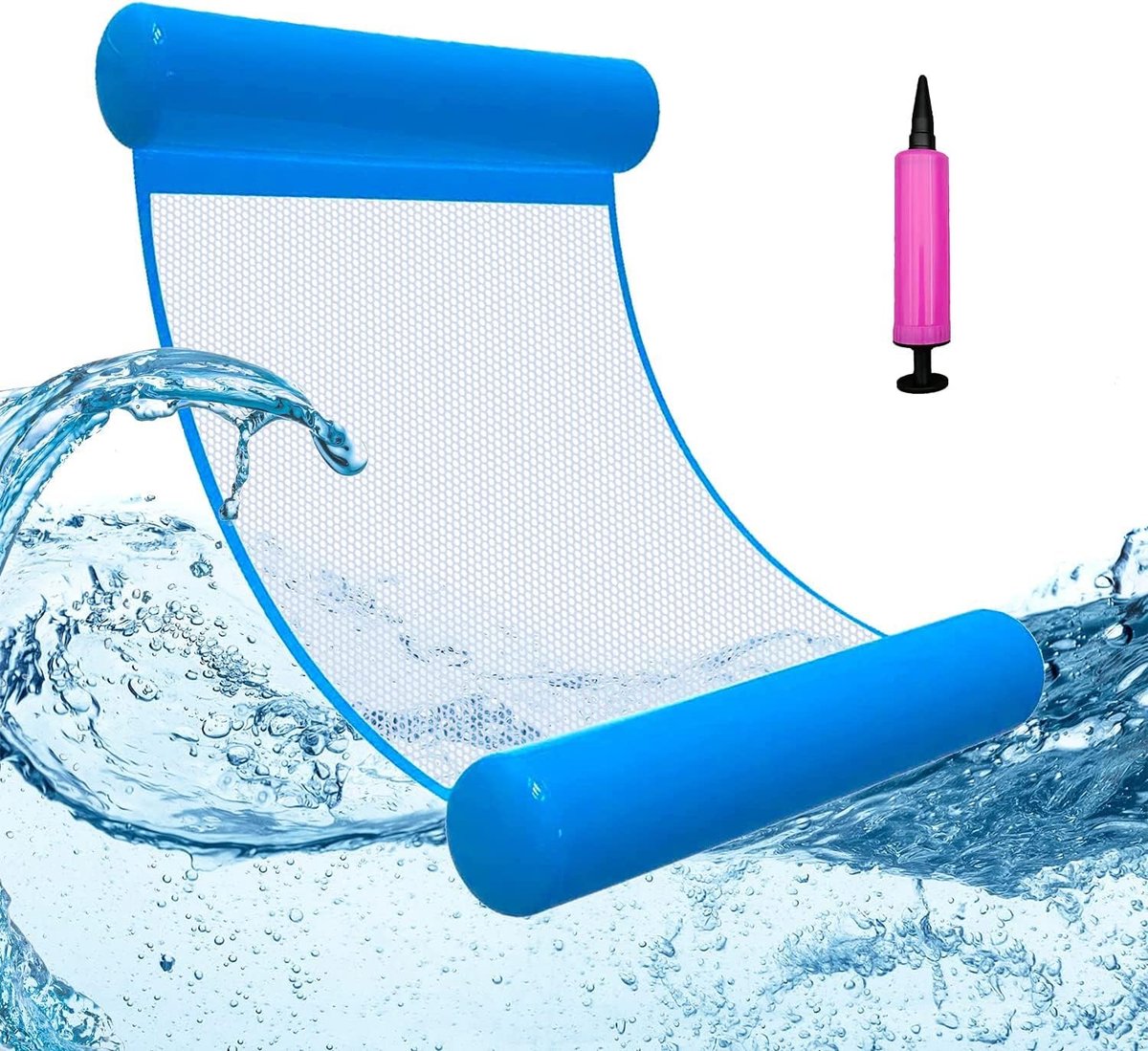 Thijox - Drijvende hangmat zwembad, opblaasbare matras, 4-in-1 zwemstoel, zwembadmatras voor ultiem comfort, ideaal voor strand en tuin, kleurrijk en