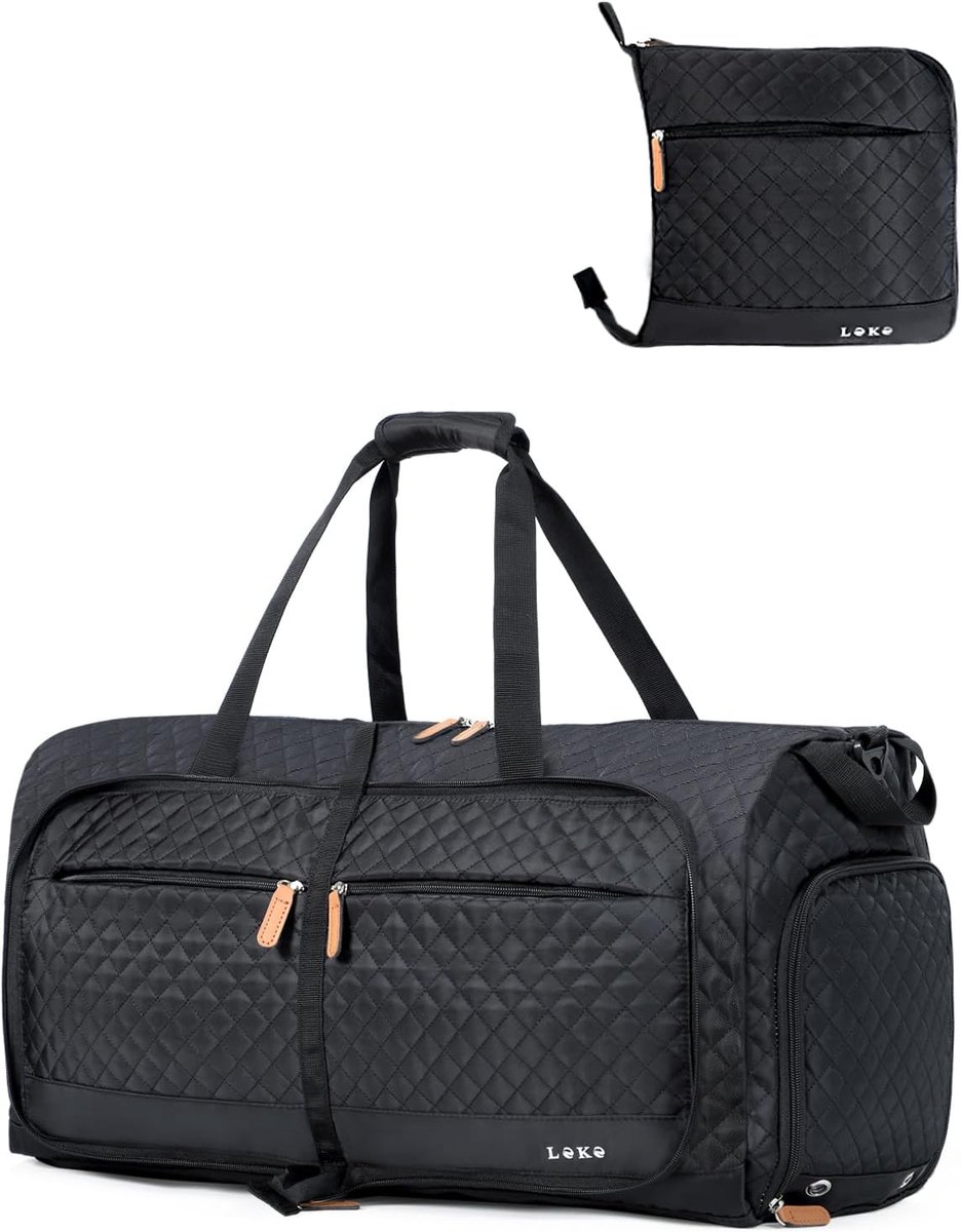 Thijox - Opvouwbare Reistas Dames 80L - Weekendtas Sporttas met Schoenenvak - Waterdichte Handbagage voor Reis, Ziekenhuis, Sport - Zwart