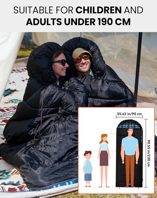 Thijox - XXL Slaapzak Winter 3-4 Seizoenen - Ultralicht en Compact - Weersbestendig Flanel - Perfect voor Camping en Trekking - 230x90 cm — afbeelding 4