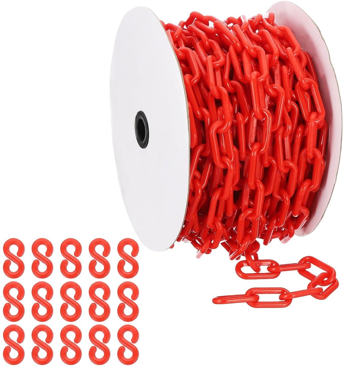 Rode Plastic Ketting 8mm voor Veiligheidsafzetting en Mensencontrole - Ideaal voor Parkeerplaatsen, Evenementen en Bouwlocaties