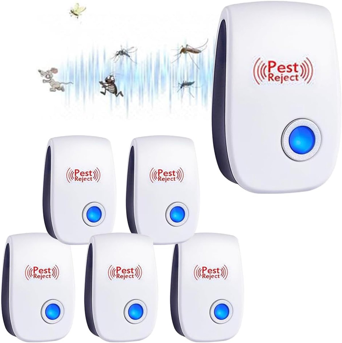 Thijox - Ultrasone Ongediertebestrijder 6 Stuks - Elektronische Insectenwerend Middel - Plug-in Muggenstekker - Ongediertebestrijding voor Binnen - Ve