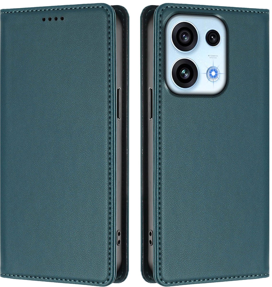 Coverup Hoesje - Geschikt voor OPPO Reno16 F Hoesje - Coverup Classic Book Case - Groen