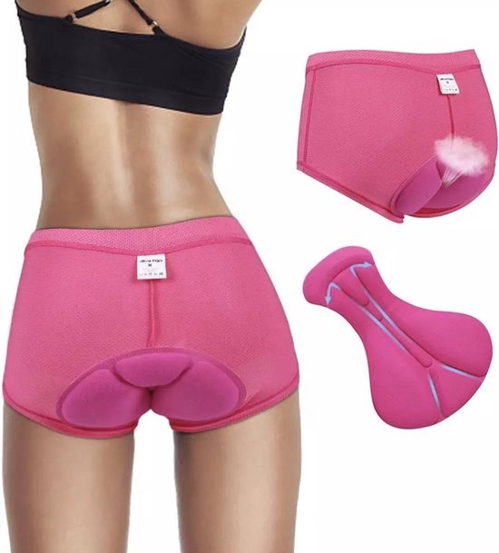 Fietsonderbroek - Fietsbroek - Fiets ondergoed - Met zeem - Wielrenbroek - Cycling shorts - Racefiets broekje - Fietskleding - Maat S - Roze - Jonyx — afbeelding 3