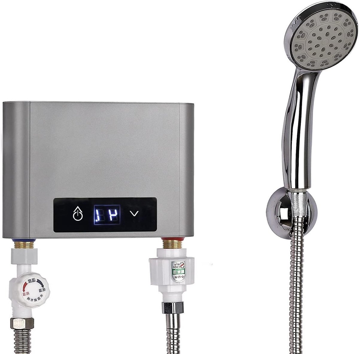 Doorstroomboiler Elektrisch - Direct Warm Water - Direct Verwarmen - Intelligente Constante Temperatuur - 5500 W - Zilvergrijs