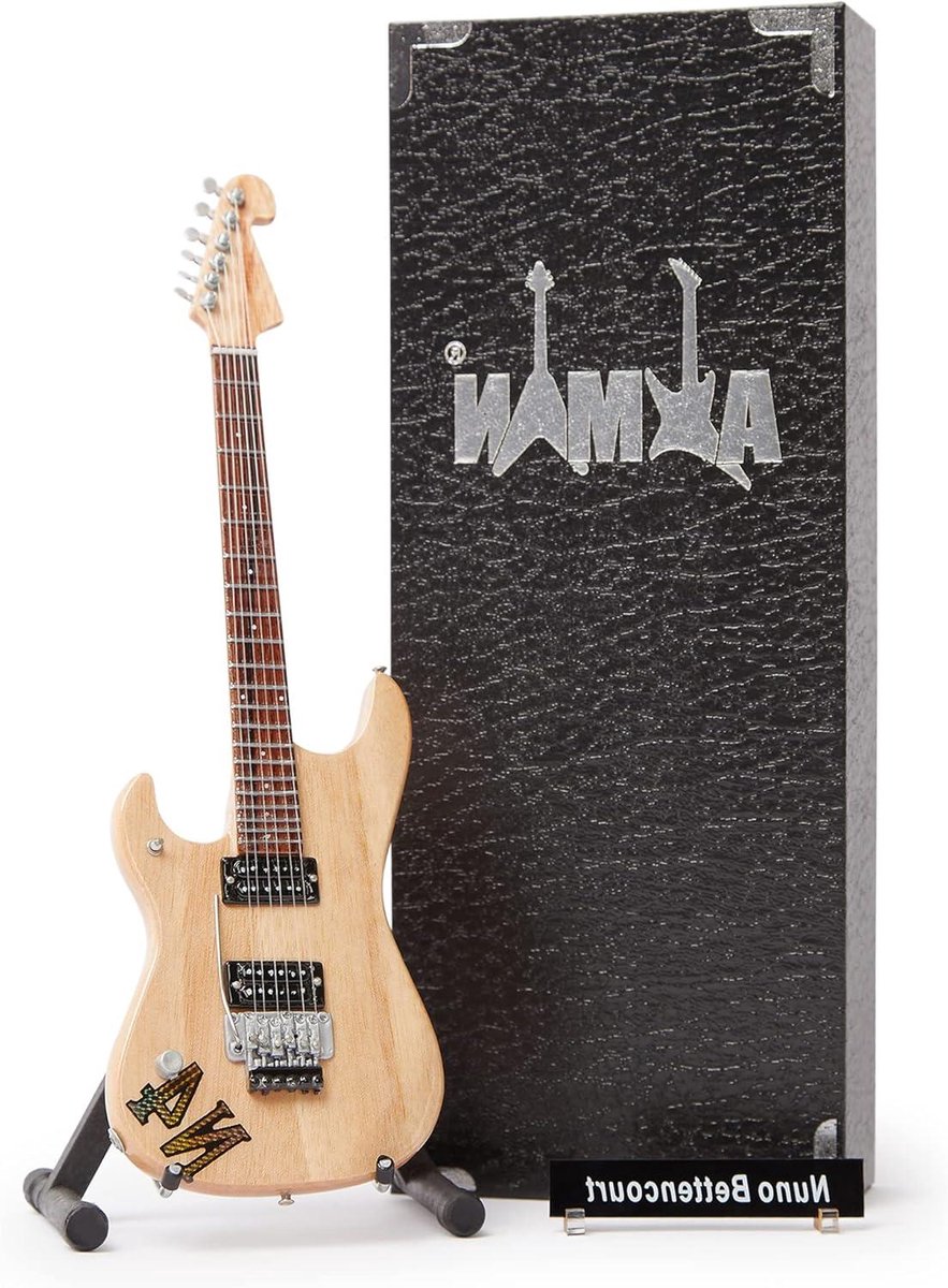 Miniatuur Gitaar - Ornament Replica - Muziek Cadeau - Handgemaakt Decoratie - 25 cm - Naturel