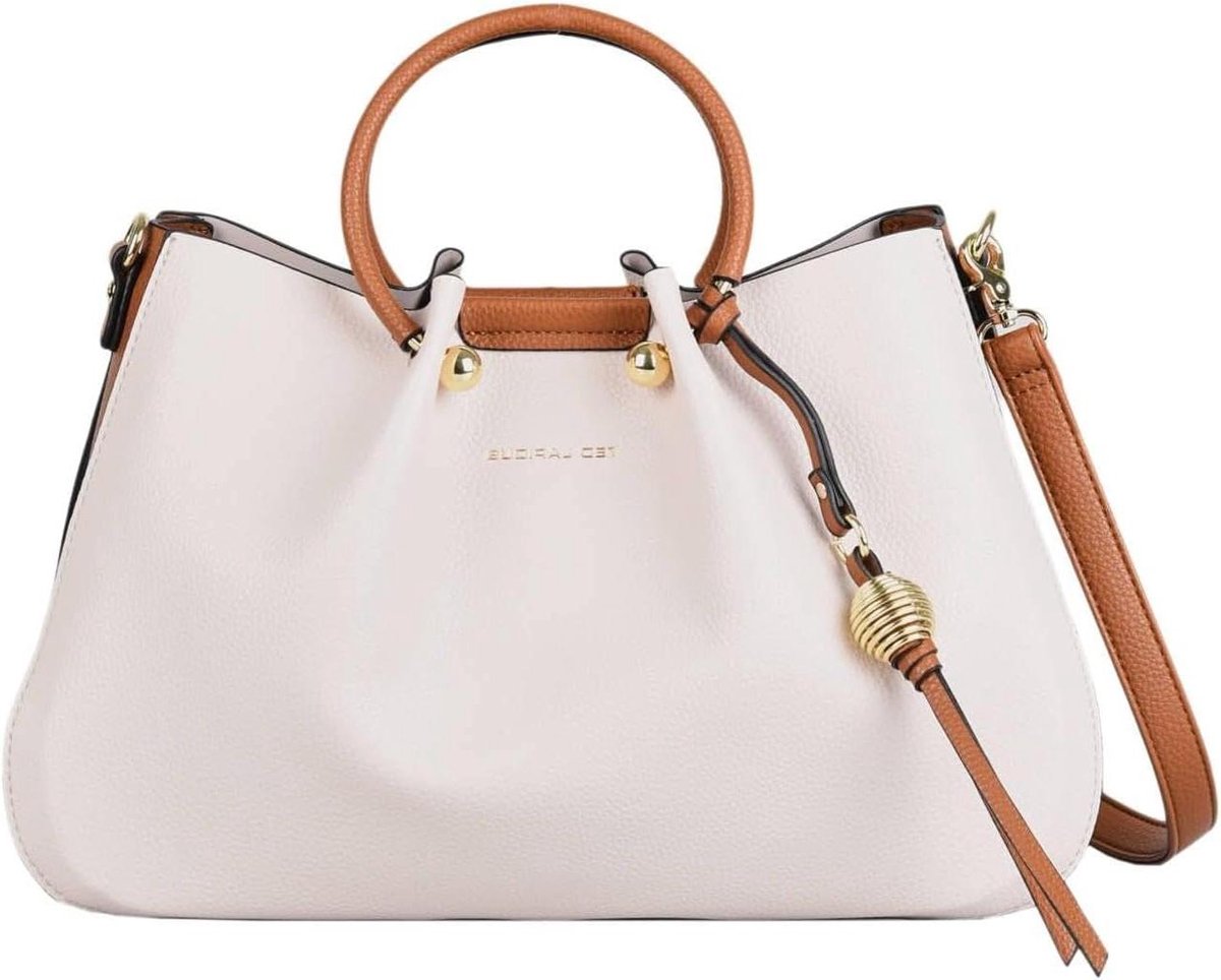 Dames Handtas - Schoudertas - Dagelijks Gebruik - Goudkleurige Details - 36 x 16 x 23 cm - Beige