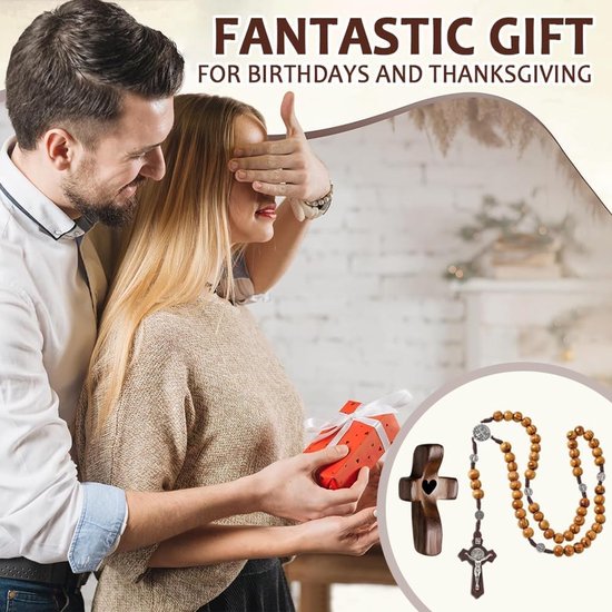 Houten Rozenkrans Set met Kruis voor Katholiek Gebed en Spiritualiteit van houten — afbeelding 3