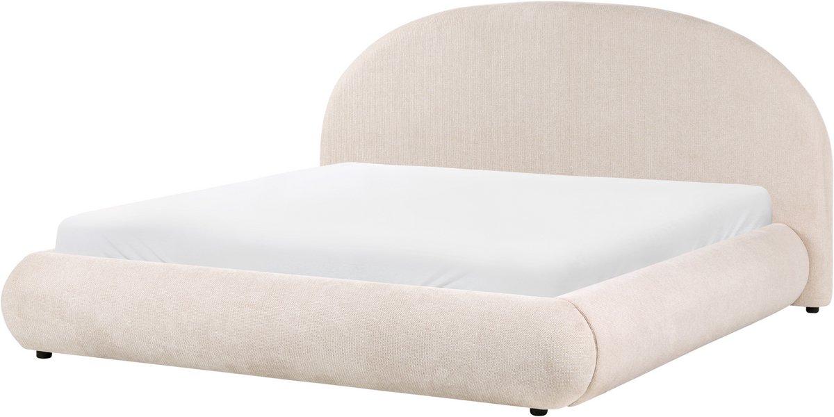 Beliani GRASSE - Bed met opbergruimte - Lichtbeige - 180 x 200 cm - Polyester