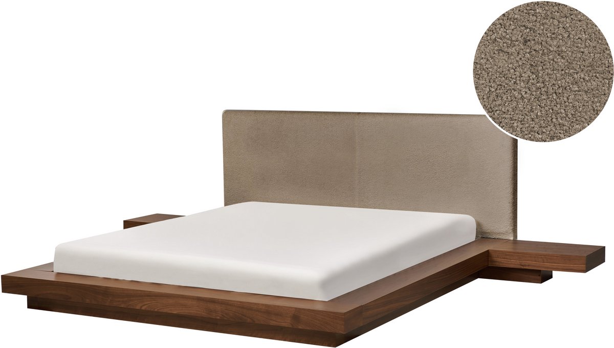 ZEN - Tweepersoonsbed - Bruin/Taupe - 160 x 200 cm - MDF