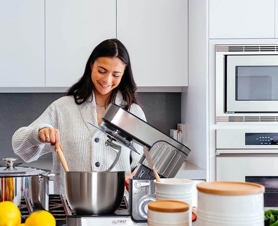 Keukenmachine - Mixer Staande - Bakken en Koken - 1300 Watt Kracht - 5 Liter Kom - Grijs — afbeelding 4