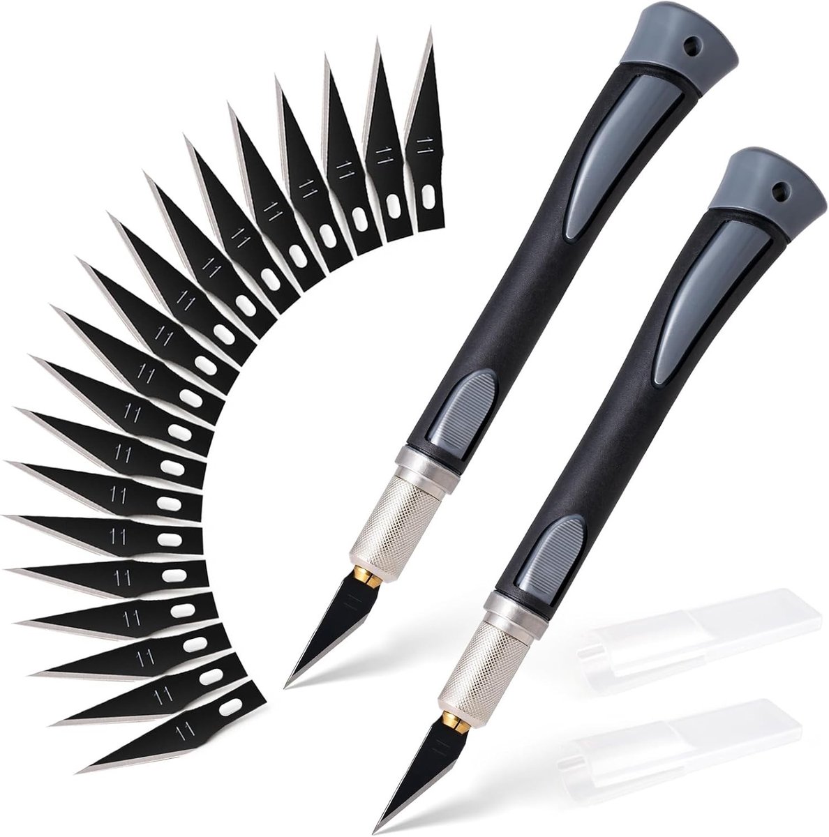 2-delige Scalpel Mes Set met 20 Vervangbladen en Beschermkap, Professionele Snijgereedschappen voor Papier, Folie en Creatieve Projecten