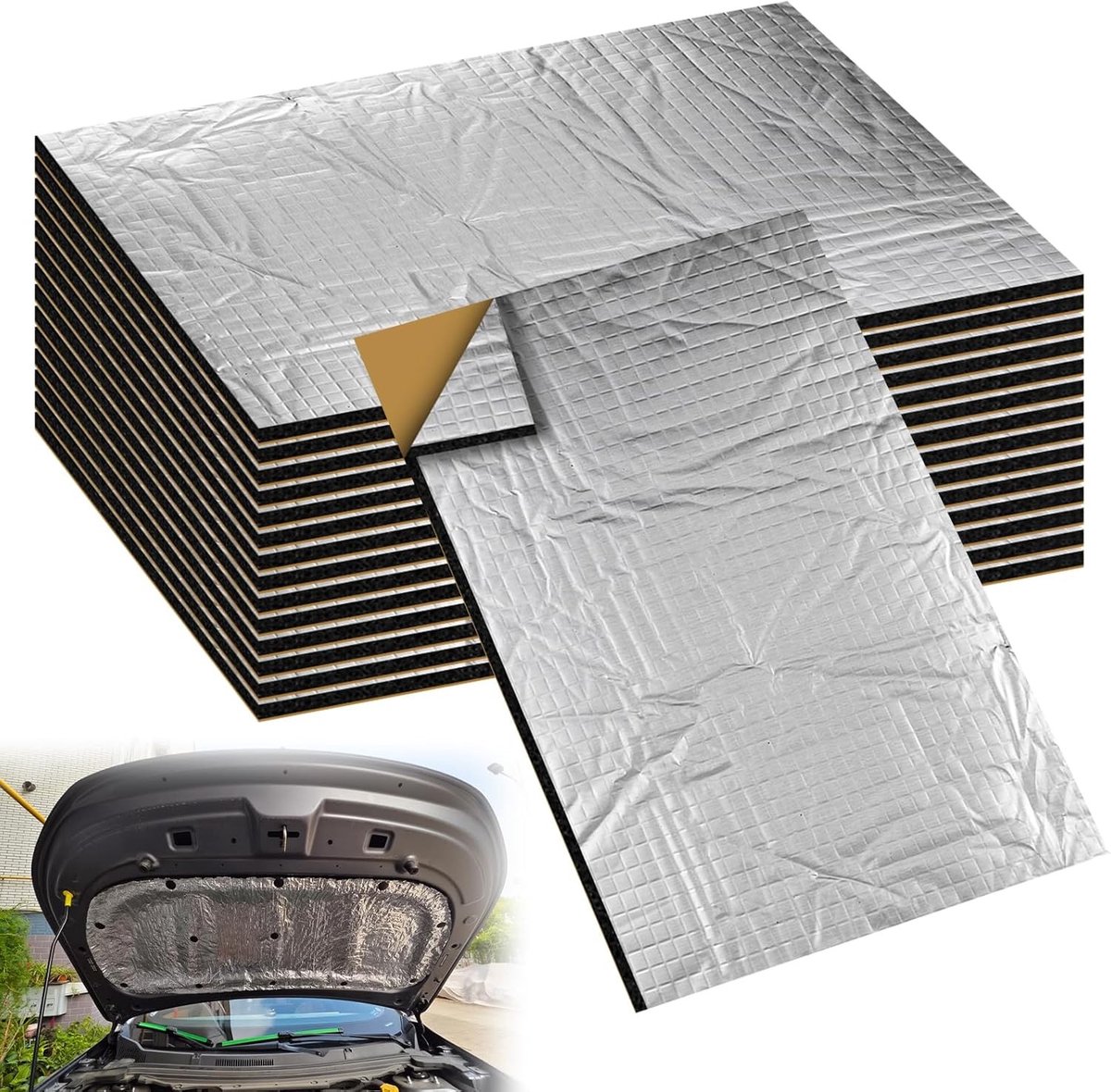 15 stuks zelfklevende isolatiemat voor auto: 250 x 180 x 5 mm, geluidsisolatie, anti-dreun, vuurvast, vochtbestendig en waterdicht