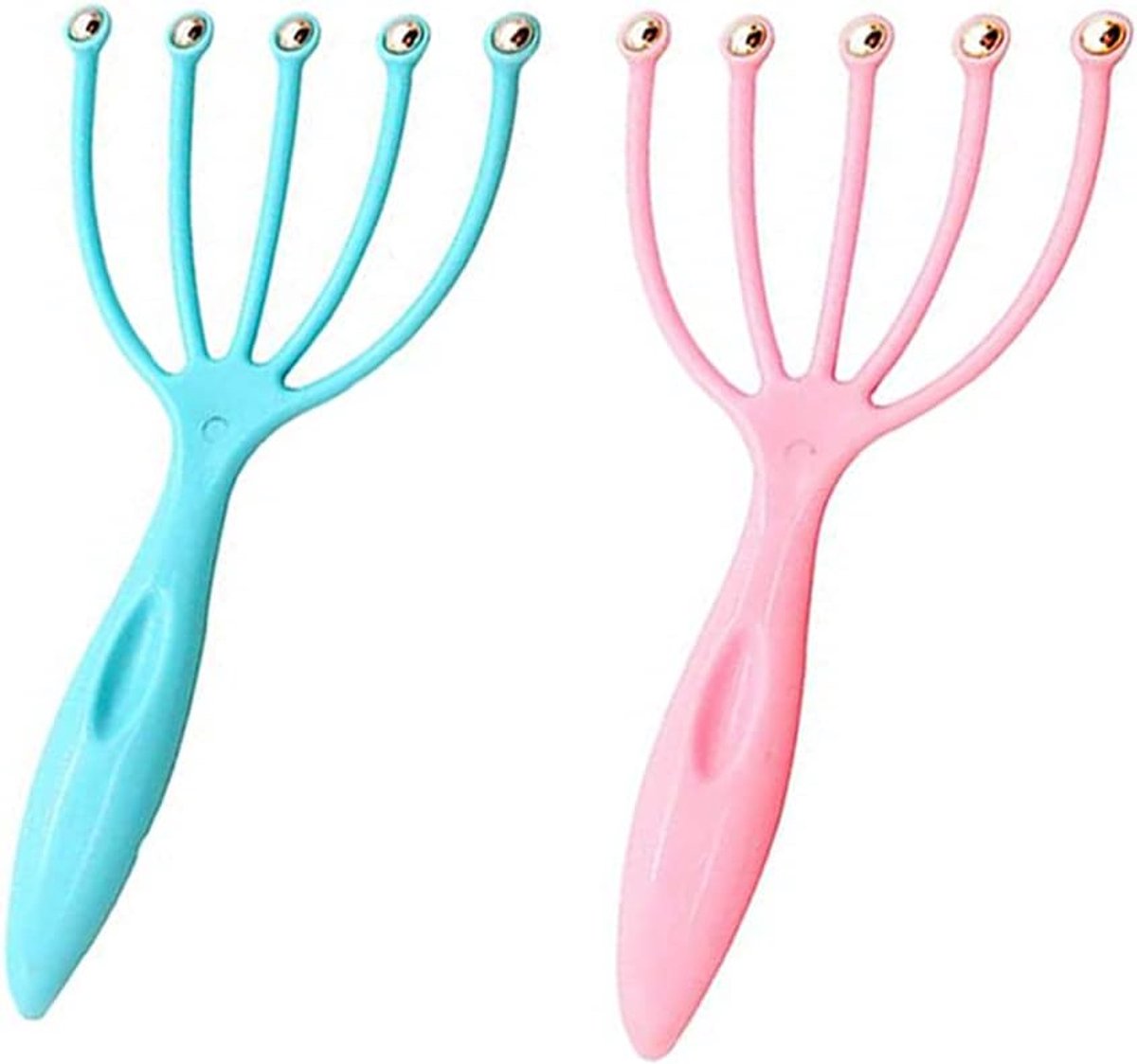 SnelShoppen - 2 Stuks Hoofdmassager Hoofdmassage Krabber voor Stressverlichting en Ontspanning - Roze & Blauw - Draagbaar, Batterijloos, Verbeter Slaa