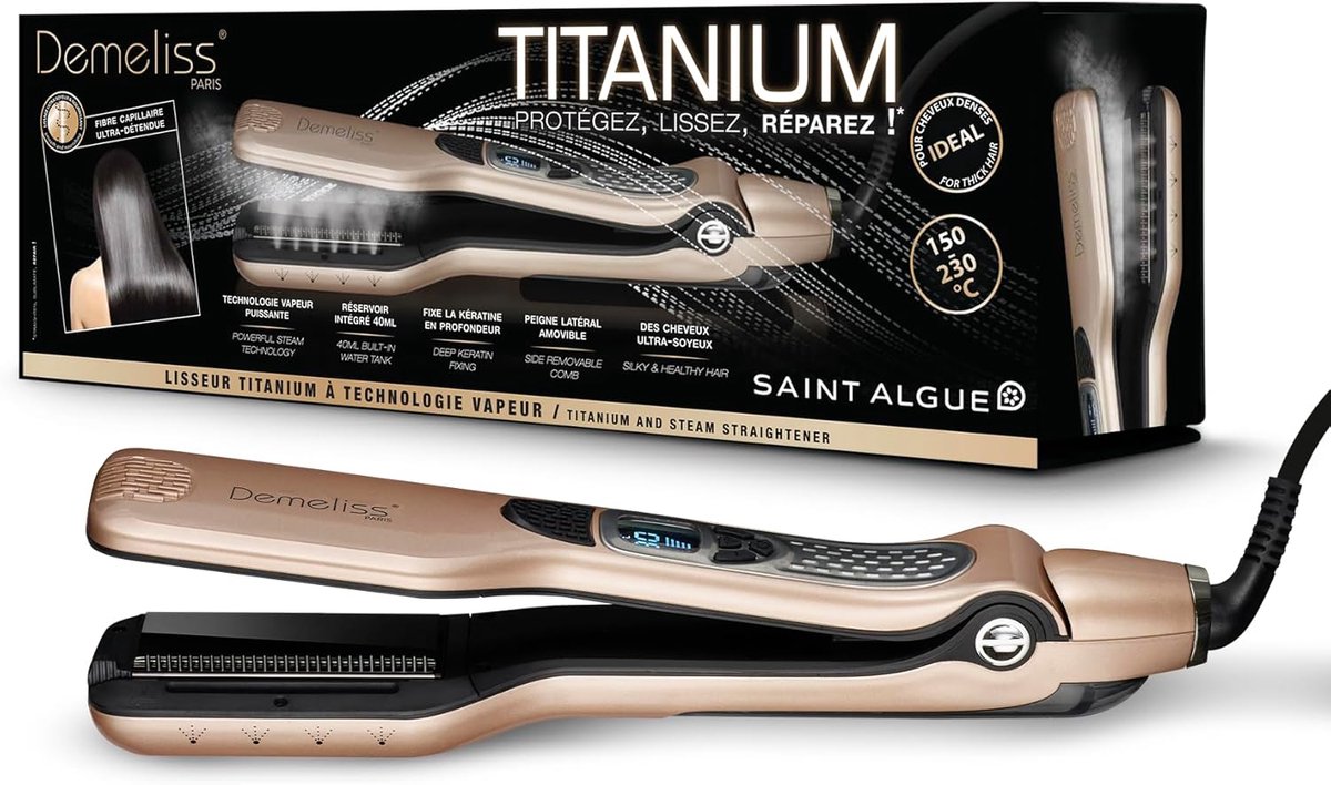 Thijox - Stoomstijltang Titanium - Professionele Haarstyler met Zwevende Platen, XL Reservoir 40ml, Ultra-krachtige Stoom voor Alle Haartypes