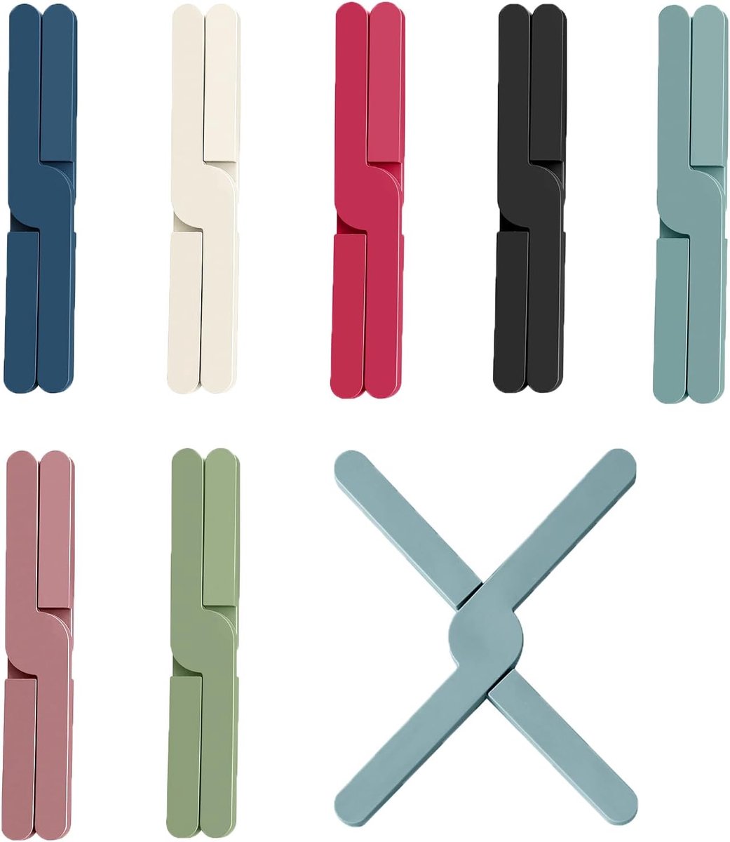 Thijox - 7-delige siliconen trivetset, opvouwbare hittebestendige trivets voor potten, antislip, ruimtebesparend en panbeschermers voor hete potten en
