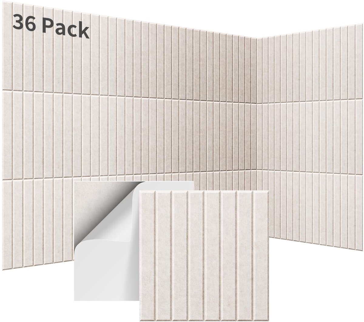 Dailygoods- Akoestische Panelen 36 Stuks - Zelfklevend - Geluidsdempend - Hoge Dichtheid 230kg/m³ - NRC 0,95 - Eenvoudige Installatie - Geluidsisolatie