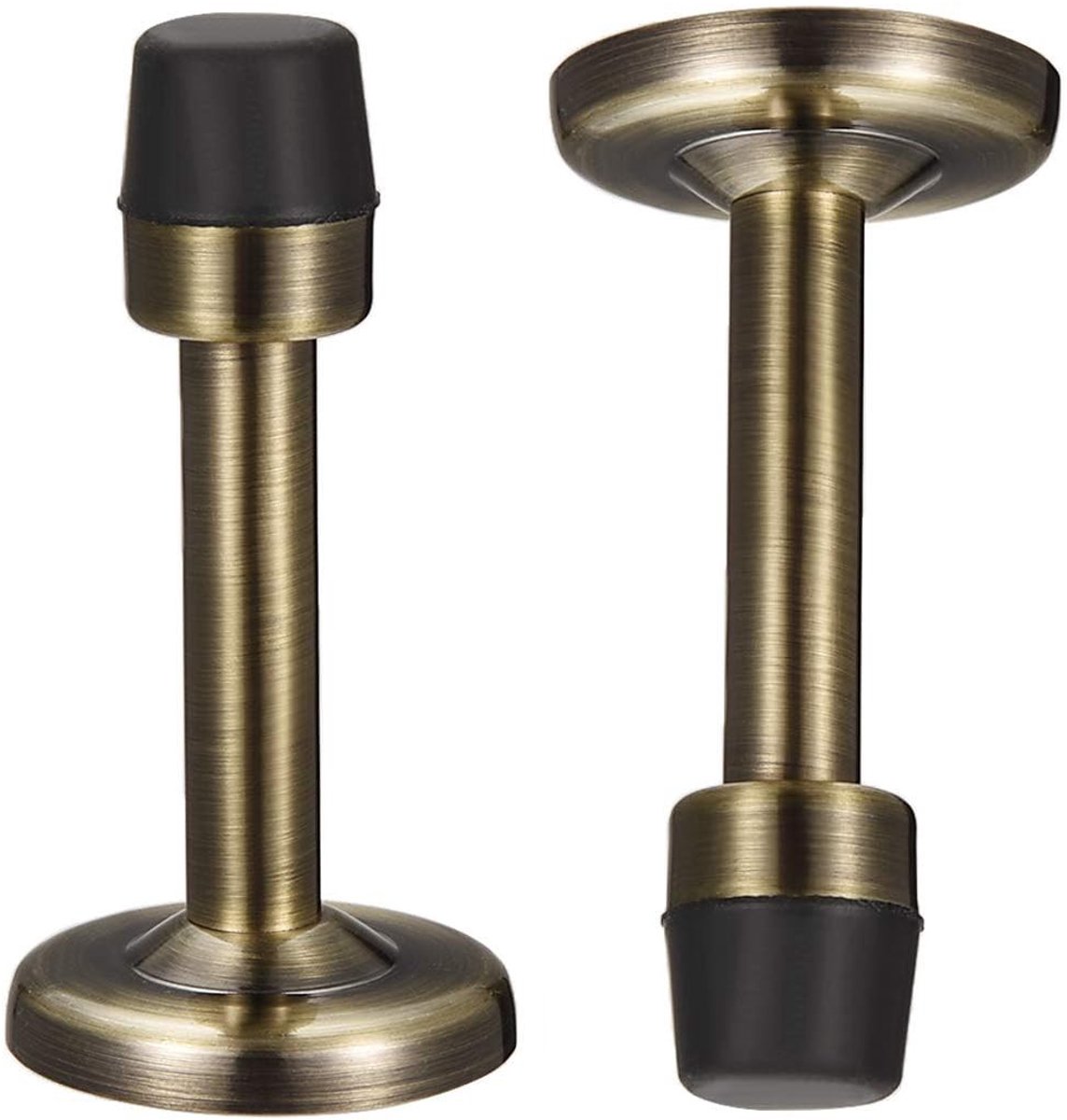 Dailygoods- Deurstopper Wandmontage - 2 Stuks - Dempende Rubber Bumper - Zinklegering - 78 mm Hoogte - Duurzaam en Roestbestendig - Deurstop