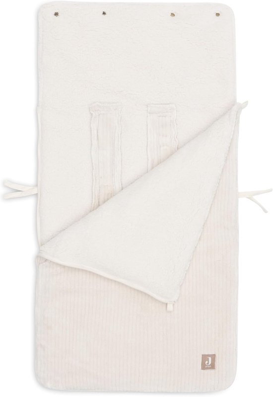 Thijox - Voetenzak Cloudy Rib Oatmeal voor babyzitje, kinderautostoel groep 0+, kinderwagen, 3-punts en 5-punts riem, zachte fleecevoering, ribstof, i — afbeelding 2