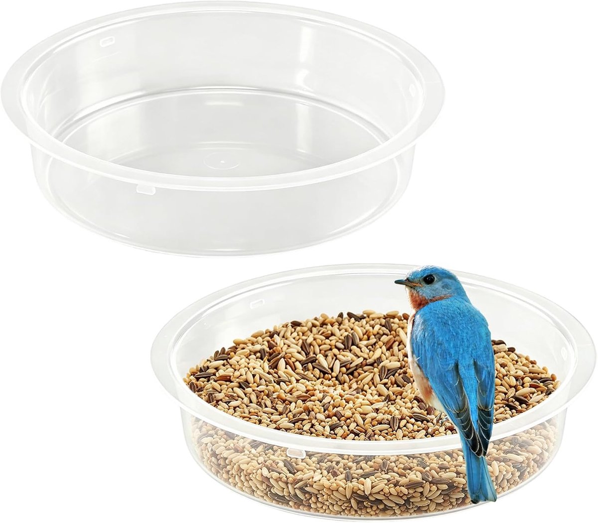 Thijox - Set van 2 Vogelbadjes en PP-Kunststof Vogelvoederhuisje - Eenvoudig te Reinigen Voederschaal voor Wilde Vogels - Tuin- en Balkonaccessoires v