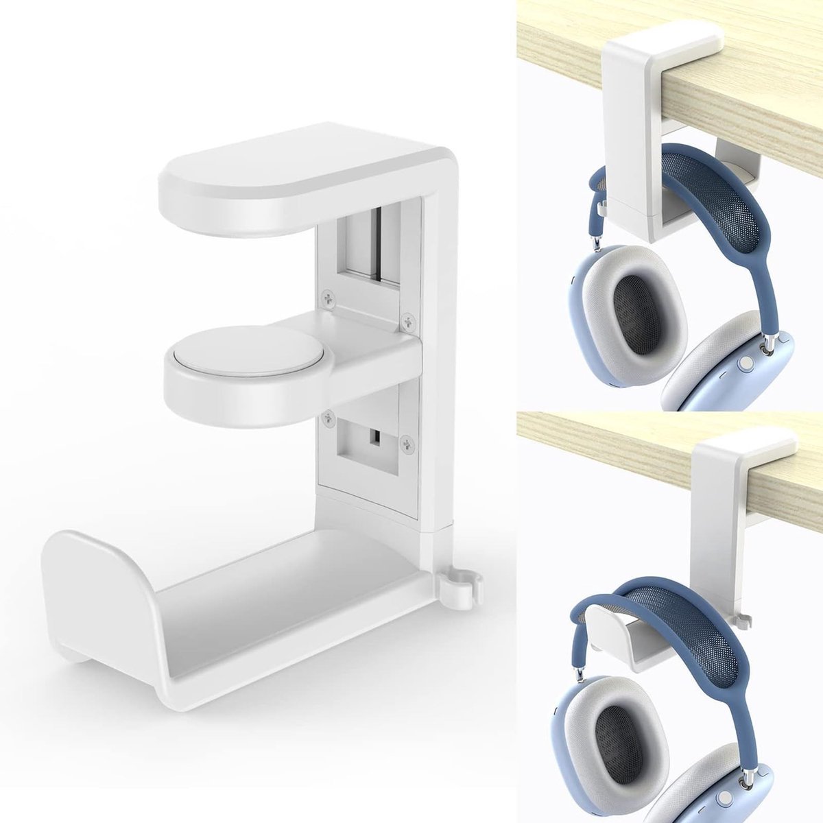 Dailygoods- Hoofdtelefoonstandaard Roterend - Klem op Bureau - Gaming Headset Houder - Kabelclip-organizer - Bureauorganisatie - Lichtgewicht Ontwerp - Headsethouder
