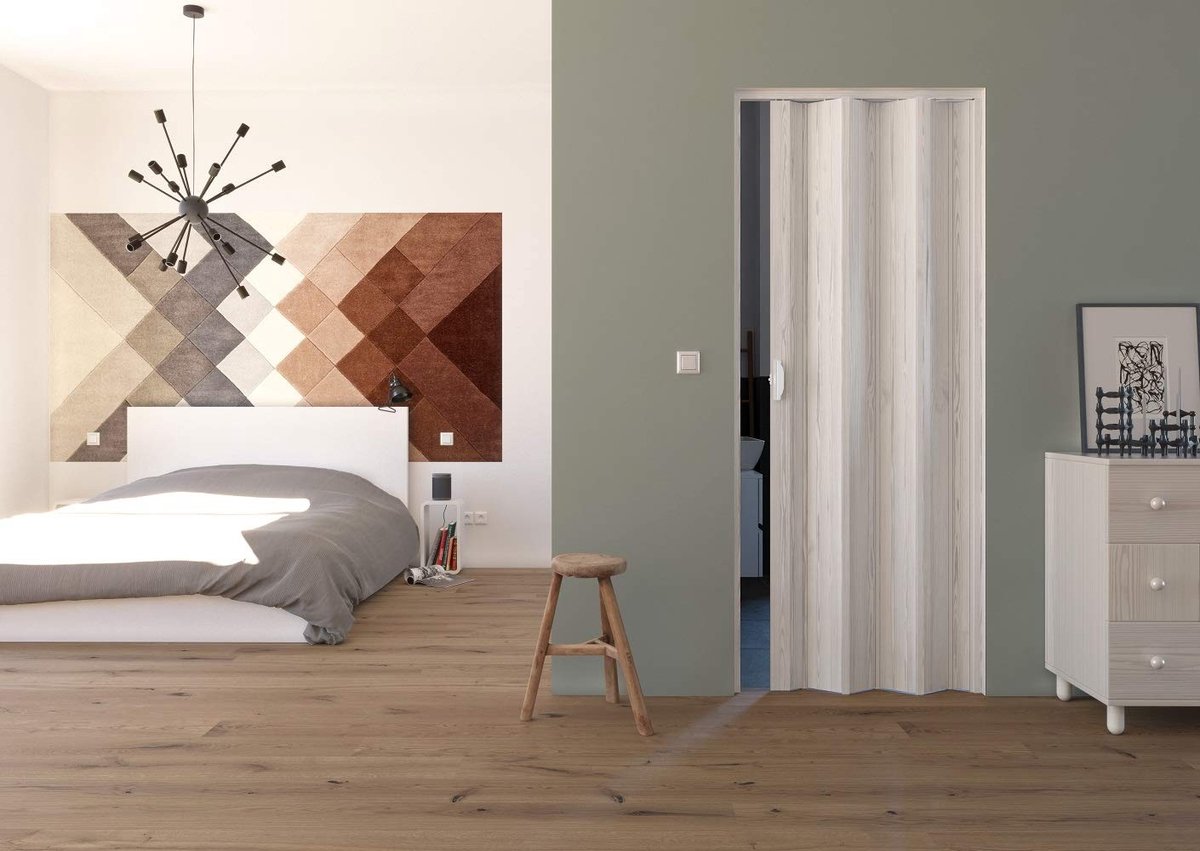 Dailygoods- Vouwdeur PVC Kunststof Wit - Ruimteverdeler - Nisdeur - Kamerdeur - Opbouwvriendelijk - H 214 x B 88,5 cm - Schuifdeur