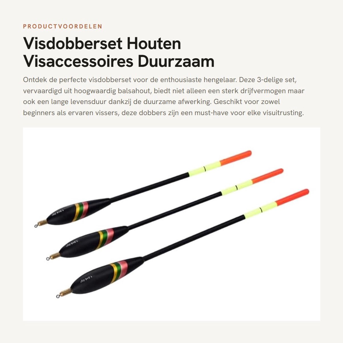 Dailygoods- Visdobberset duurzame houten visboei - 3-delige set - 1,5/5/6 g - waterdicht - kleurvast - premium balsahout - Vissersdrijver