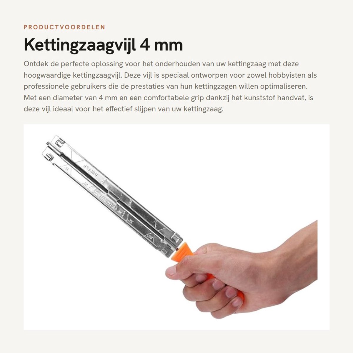 Dailygoods- Kettingzaagvijl 4 mm - Ronde Vijl - Kunststof Handvat - Slijpen van Kettingzagen - Hoogwaardig Metaal - Lichtgewicht 122g